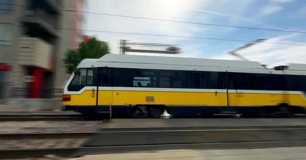 DART light rail train in Dallas, Texas