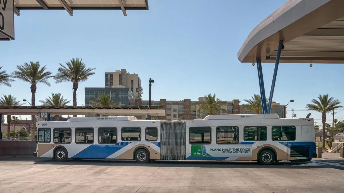 Regional Transportation Commission (RTC) articulated bus at Bonneville Transit Center in Las Vegas, Nevada