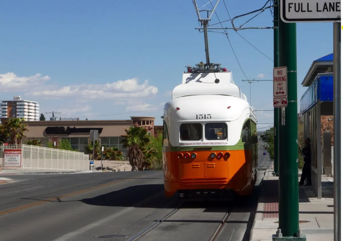 A Sun Metro streetcar in El Paso, Texas