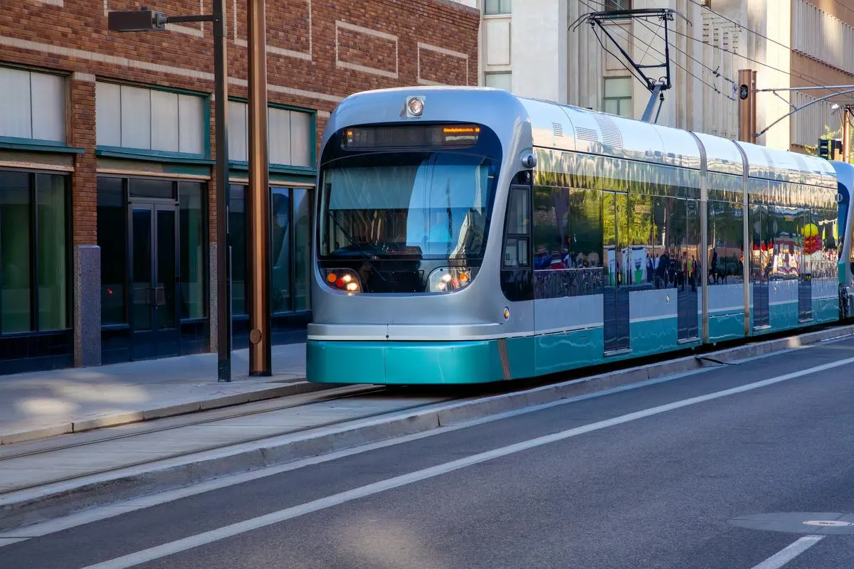 Valley Metro light rail train in Phoenix, Arizona